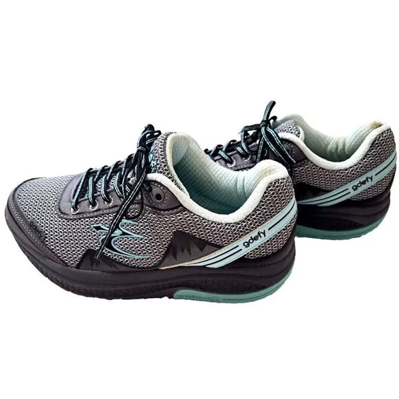 GDefy Women's 8 Mighty Walk Gray &amp; Aqua Low Cut Lace Up Sneakers