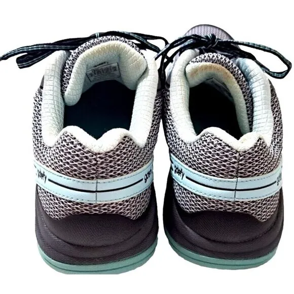 GDefy Women's 8 Mighty Walk Gray &amp; Aqua Low Cut Lace Up Sneakers