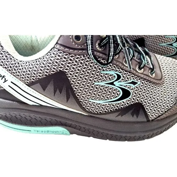 GDefy Women's 8 Mighty Walk Gray &amp; Aqua Low Cut Lace Up Sneakers