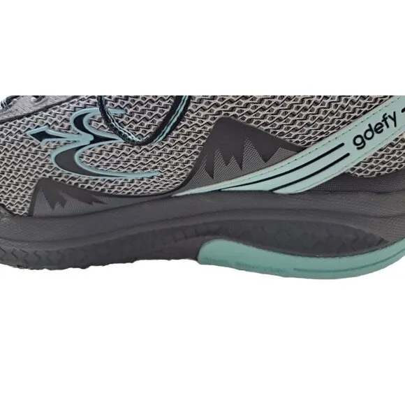 GDefy Women's 8 Mighty Walk Gray &amp; Aqua Low Cut Lace Up Sneakers