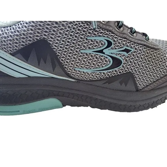GDefy Women's 8 Mighty Walk Gray &amp; Aqua Low Cut Lace Up Sneakers