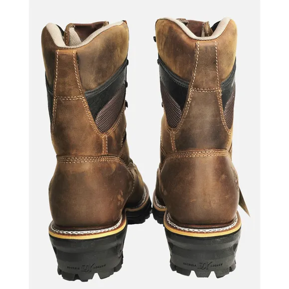 Georgia Boot LTX Men's Size 10.5W Brown Logger Waterproof 9&quot; Work Boots GB00616