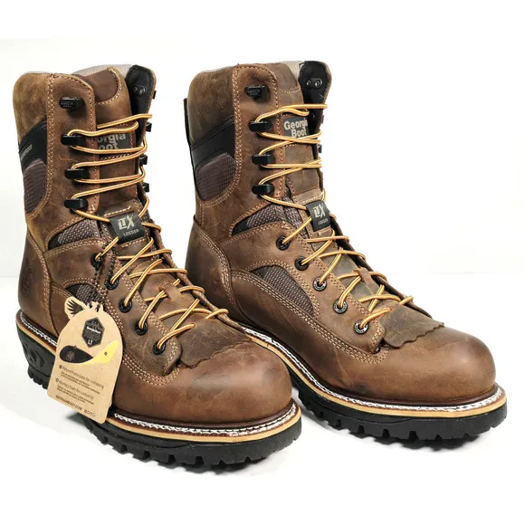 Georgia Boot LTX Men's Size 10.5W Brown Logger Waterproof 9&quot; Work Boots GB00616