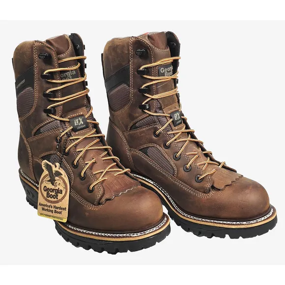 Georgia Boot LTX Men's Size 11.5M Brown Logger Waterproof 9&quot; Work Boots GB00616