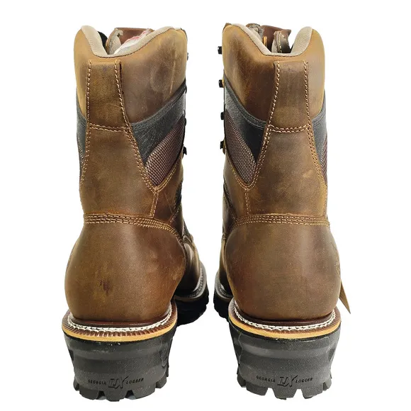 Georgia Boot LTX Men's Size 11.5M Brown Logger Waterproof 9&quot; Work Boots GB00616