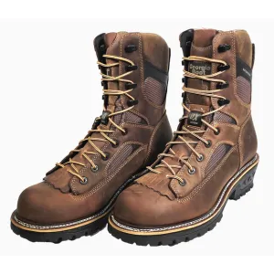 Georgia Boot LTX Men's Size 11.5M Brown Logger Waterproof 9&quot; Work Boots GB00616