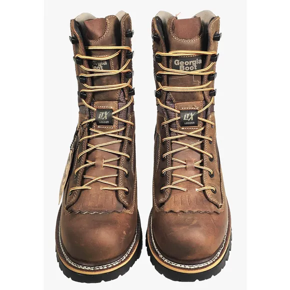 Georgia Boot LTX Men's Size 11.5M Brown Logger Waterproof 9&quot; Work Boots GB00616