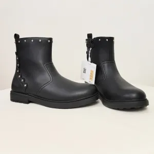 Geox J Eclair G. Ankle Boots Size 5.5 Girl's Black Studded Boots Booties Zip Up