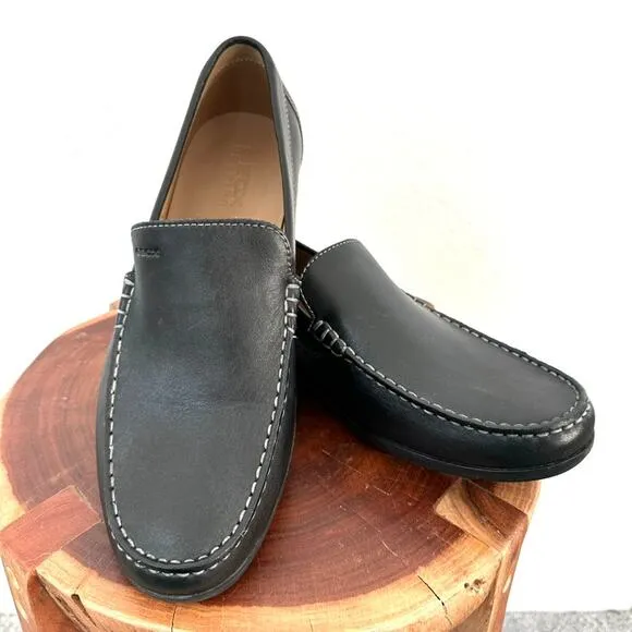 Geox Men’s Leather Loafers Slip-On, Italian Patent, Size 44, Excellent Condition