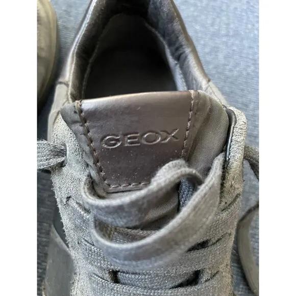 Geox Respira Shoes Mens 8 Leather Sneakers Black Breathable Comfort Walking EUC
