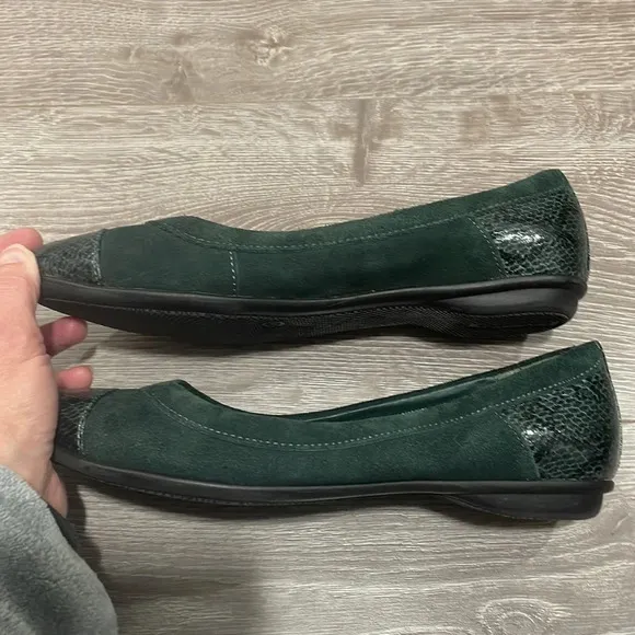 G.H. BASS &amp; CO Cara Green Leather Suede Reptile Ballet Flat 8.5