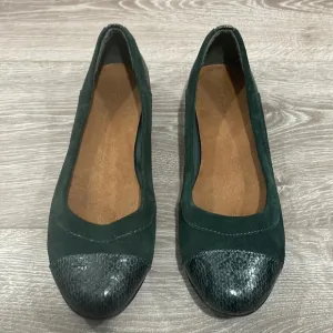 G.H. BASS &amp; CO Cara Green Leather Suede Reptile Ballet Flat 8.5