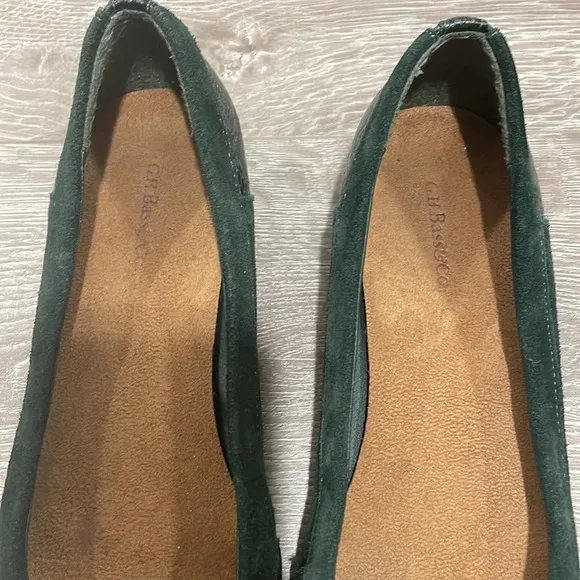 G.H. BASS &amp; CO Cara Green Leather Suede Reptile Ballet Flat 8.5