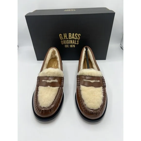 GH Bass Whitney Shearling Whiskey Loafer Flats Slip On Weejuns Various Sizes