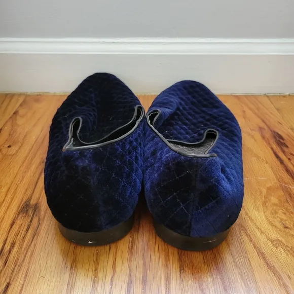 Giorgio Brutini Chatwal Navy Blue Diamond Stitched Velvet Slip On Loafers 11.5