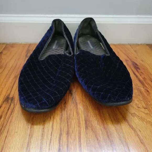 Giorgio Brutini Chatwal Navy Blue Diamond Stitched Velvet Slip On Loafers 11.5