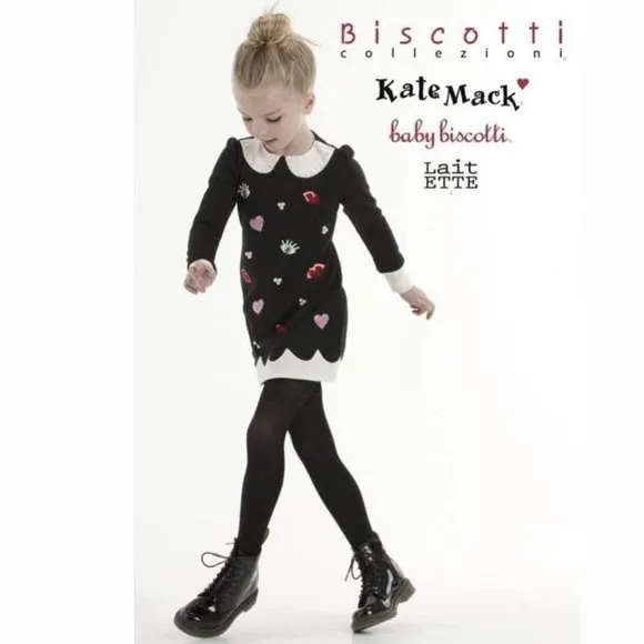Girls Couture Black White Long Sleeve Dress 3T Biscotti Kate Mack Embellished