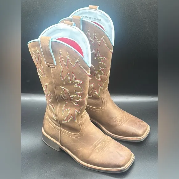 Girl’s Western Cowboy Mid Calf Square Toe Cowgirl Boots