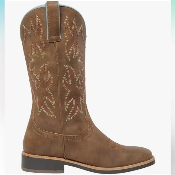 Girl’s Western Cowboy Mid Calf Square Toe Cowgirl Boots