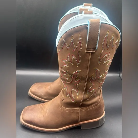 Girl’s Western Cowboy Mid Calf Square Toe Cowgirl Boots