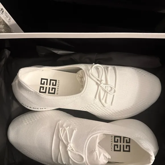 Givenchy White Sculptural Sneakers with Knit Upper