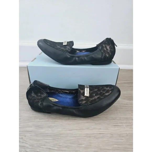 Glory Gold Groove Black Leopard Cheetah Animal Print Fur Hair Flats Loafers 8.5
