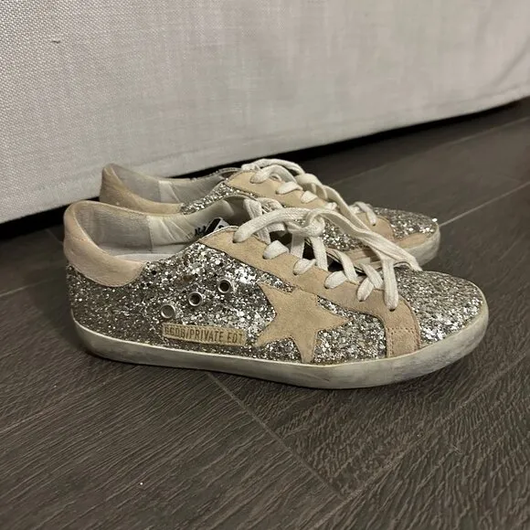 Golden Goose Superstar Glitter Sneakers Size 38
