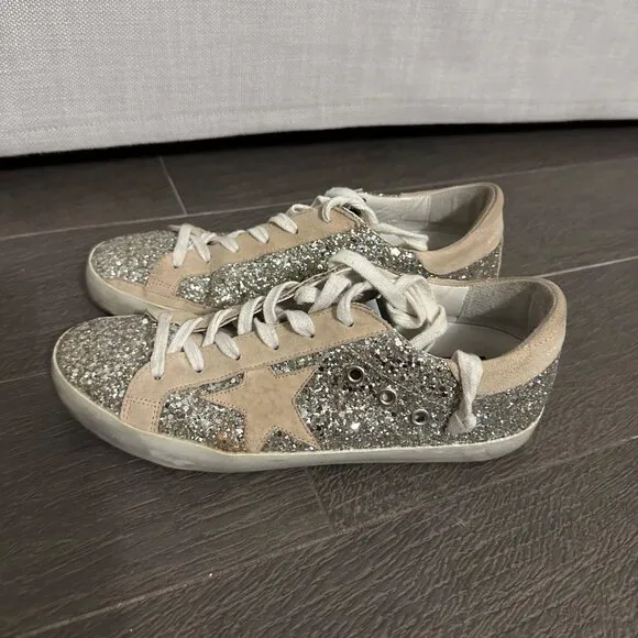 Golden Goose Superstar Glitter Sneakers Size 38