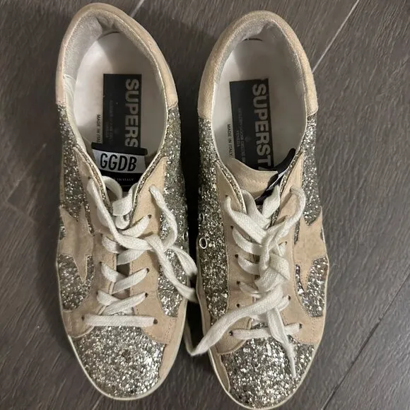 Golden Goose Superstar Glitter Sneakers Size 38