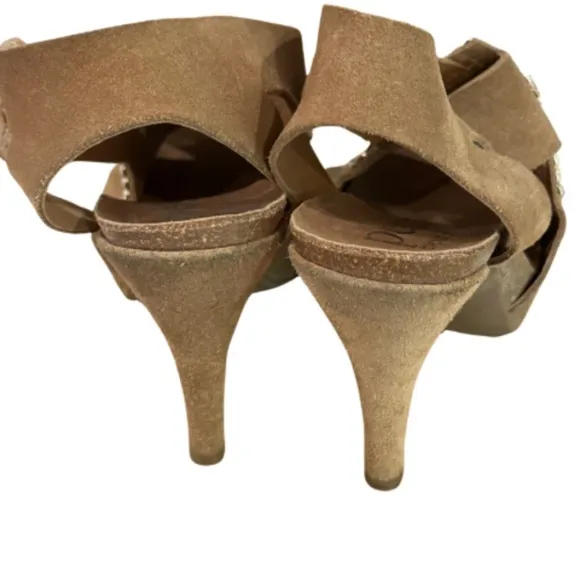 Gorgeous Pedro Garcia Suede Crystal Embellished Slingback Platform Sandals