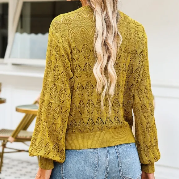 Graceful Charm Knit Cardigan - Chartreuse