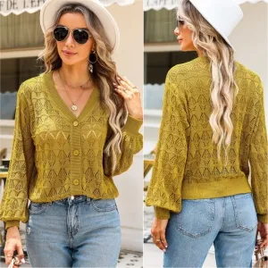 Graceful Charm Knit Cardigan - Chartreuse