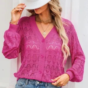 Graceful Charm Knit Cardigan - Pink