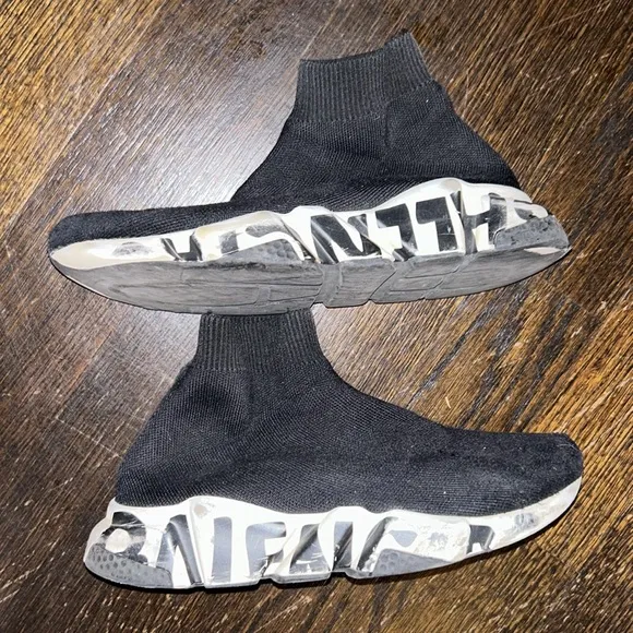 Graffiti Balenciaga Recycled Knit Sneakers.