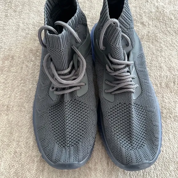 Gray and Blue Knit Sneakers