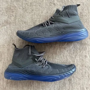 Gray and Blue Knit Sneakers