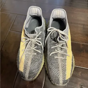 Gray and Yellow Knit Sneakers