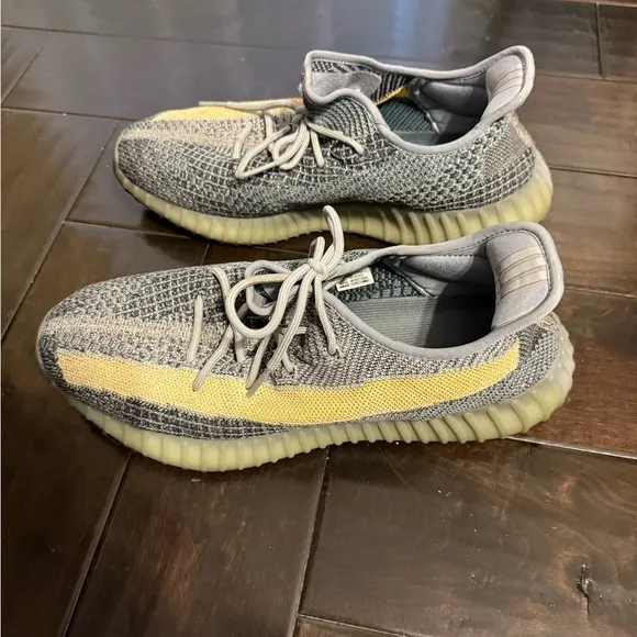 Gray and Yellow Knit Sneakers