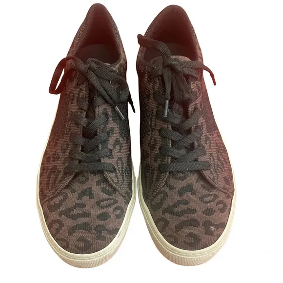 Greats Brooklyn Leopard Brown Black Print Knit Sneakers Size 9