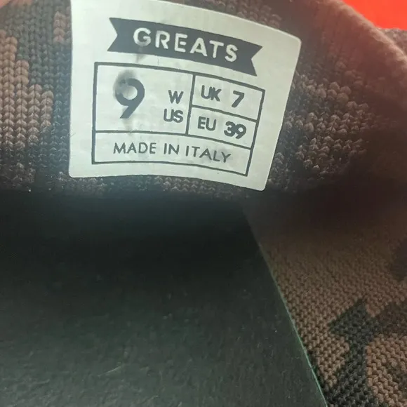 Greats Brooklyn Leopard Brown Black Print Knit Sneakers Size 9