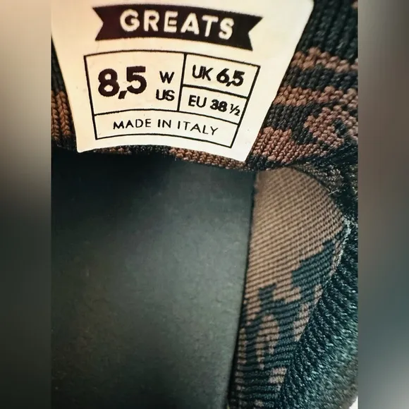 GREATS Brooklyn The Royale Knit Leopard Print Sneakers Size 8.5 W
