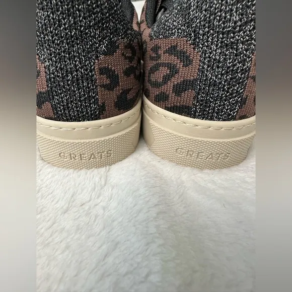 GREATS Brooklyn The Royale Knit Leopard Print Sneakers Size 8.5 W