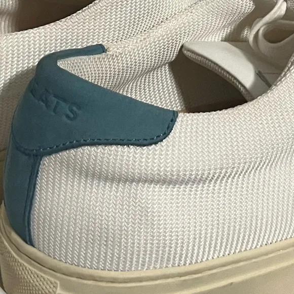 Greats Men’s White and Blue Leather &amp; Knit Trainers Sz US 10.5 EUR 43.5