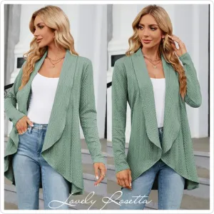 Green Lightweight Open Front Cardigan