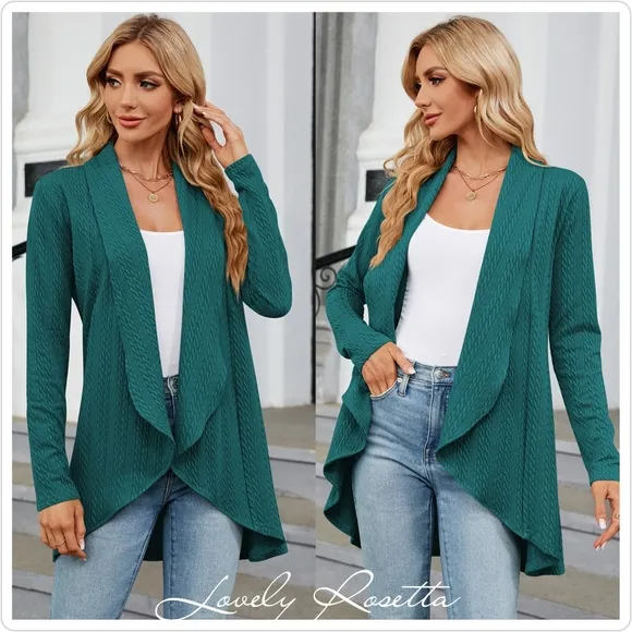Green Lightweight Open Front Cardigan