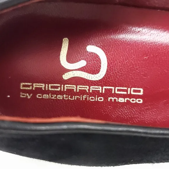 Grigiarancio by Calzaturificio Marco Fur Trim Suede Ballet Flat in Black Size 7