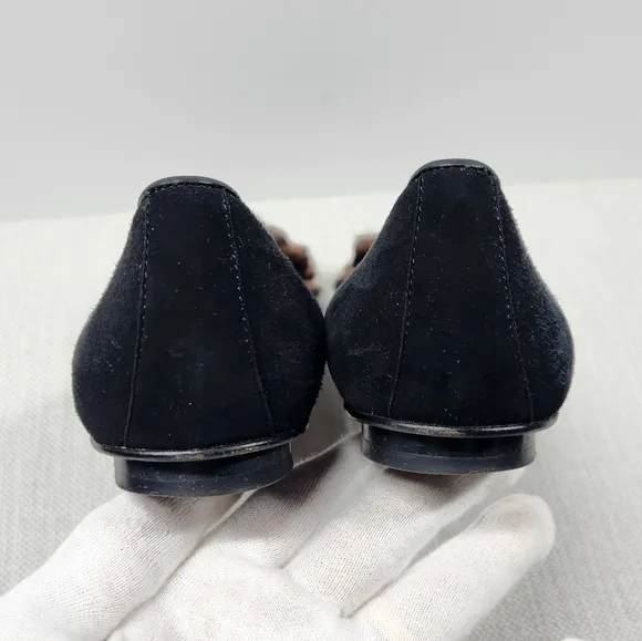 Grigiarancio by Calzaturificio Marco size 7.5 M black leather flats fur rose