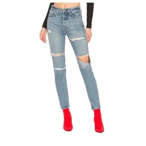 Grlfrnd High Rise Straight Leg Distressed Karolina Ripped Jeans 26