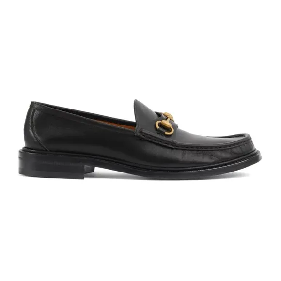 Gucci Black and Gold Horsebit Loafers Sleek Slip-Ons