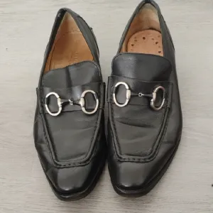 Gucci Black Leather Horsebit Loafers